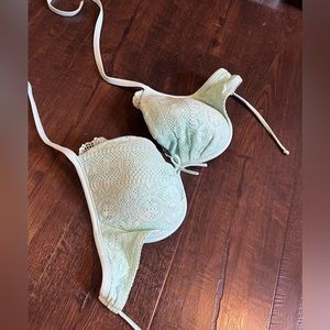 Victorias Secret Aqua Lace Bikini Top